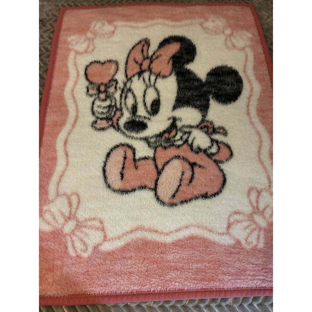 Minnie Mouse Walt Disney Co 1984 Vtg Pink Baby Blanket Biederlack Of Americas #2